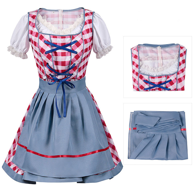 Vestido adulto Oktoberfest Dirndl Maid com avental