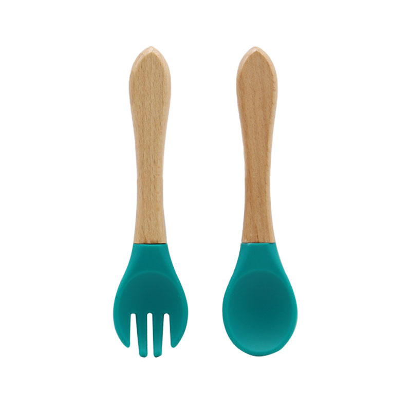 Kit de colher e garfo de silicone para bebê