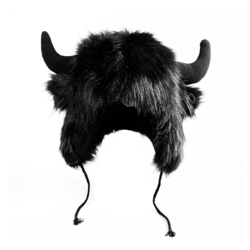 Big Black Bull Hel Hair Hat