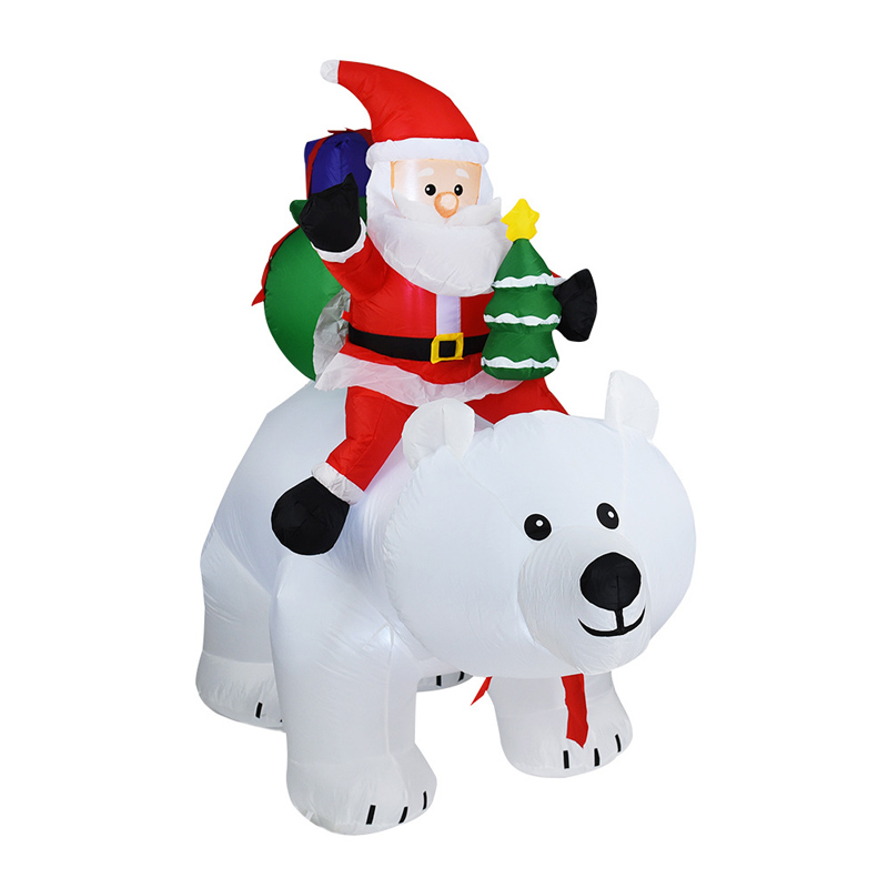 Cute Papai Noel Riding Bear Bear ao ar livre Decoração do jardim