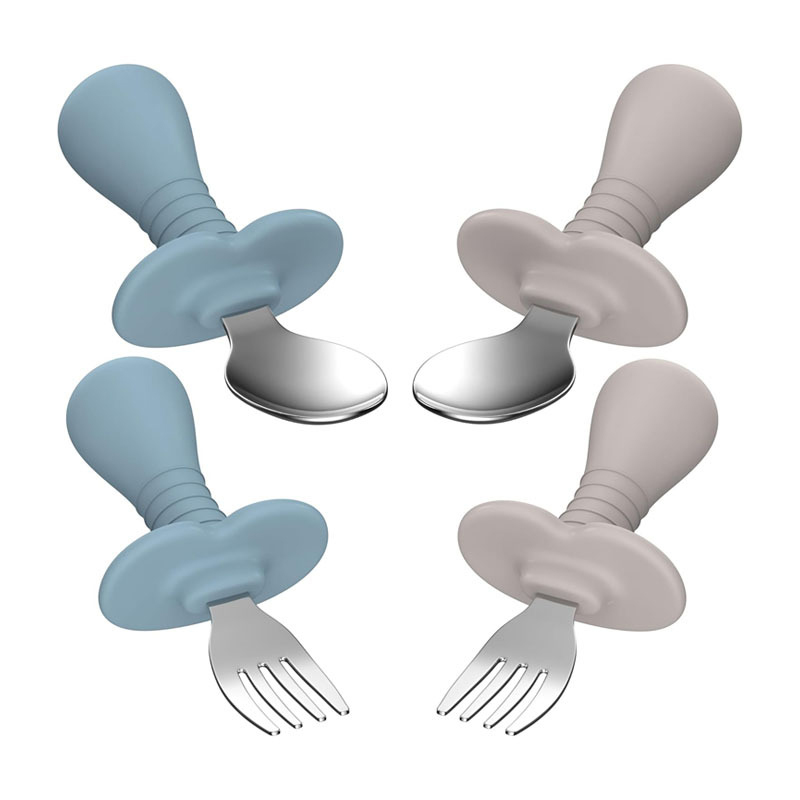 Conjunto de colher de talheres infantis de silicone de qualidade alimentar