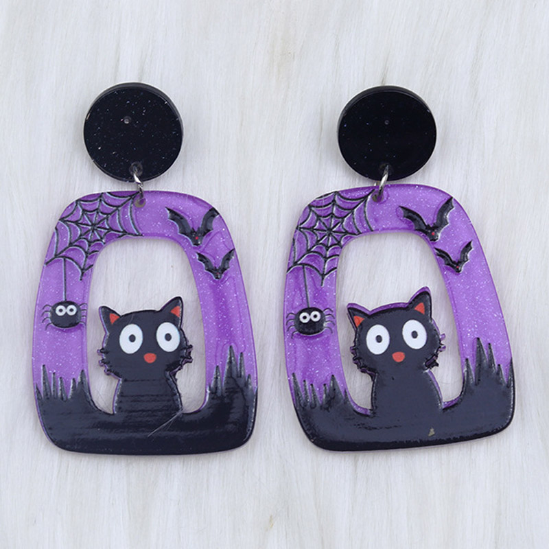 Brincos de Halloween Punk Cat Ghost Brincos de festa personalizados