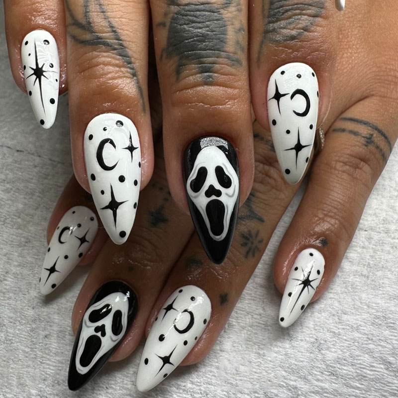 Halloween fantasma falsa unha