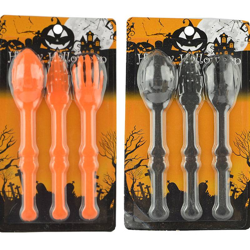 Louça de mesa com design de esqueleto de plástico de 17 cm para festa de Halloween