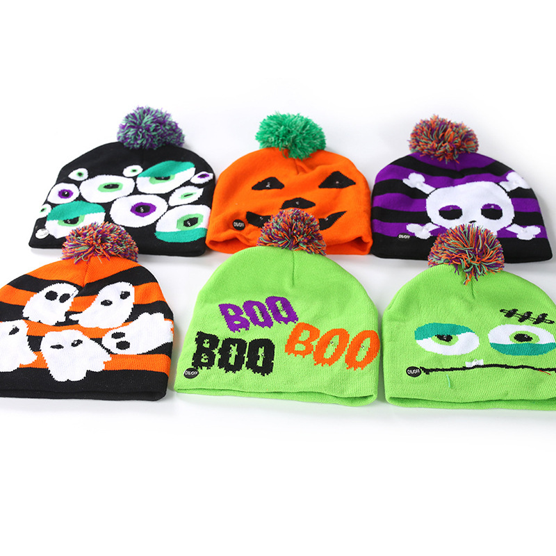 Chapéu de malha listrado do Halloween