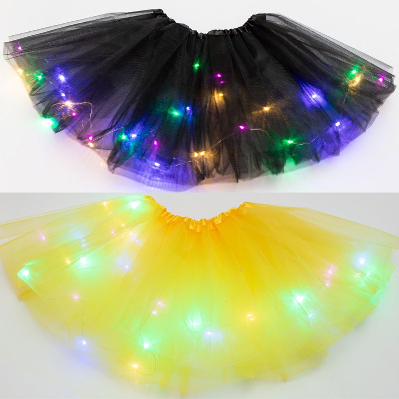 Saia tutu princesa vestido de baile tule dancewear luz led balé