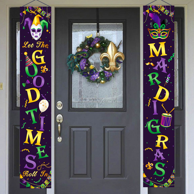 Mardi Gras Door Banner Varanda Decoração