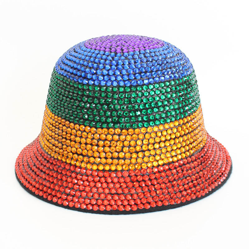 Chapéu Bucket Mardi Gras Strass Roxo Verde Dourado