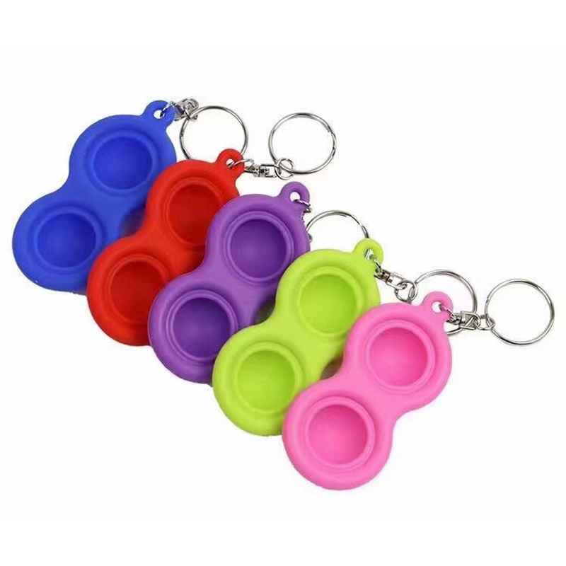 Mini silicone simples covinha chaveiro brinquedos fidget empurrar pop bolha brinquedos fidget