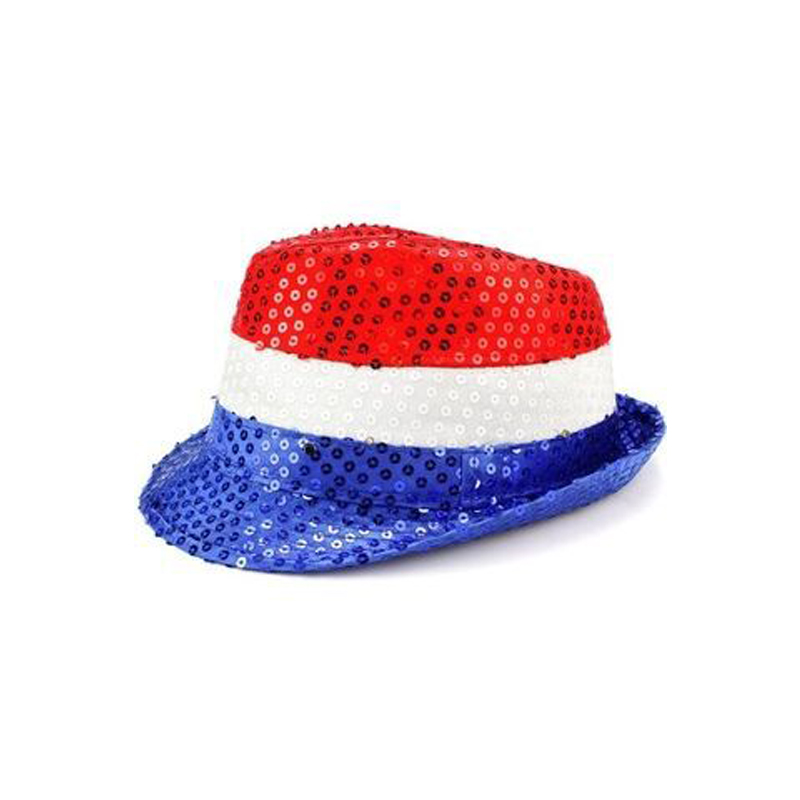 Novidade 4 de julho EUA bandeira americana cores vermelho branco azul festa patriótica chapéu Fedora