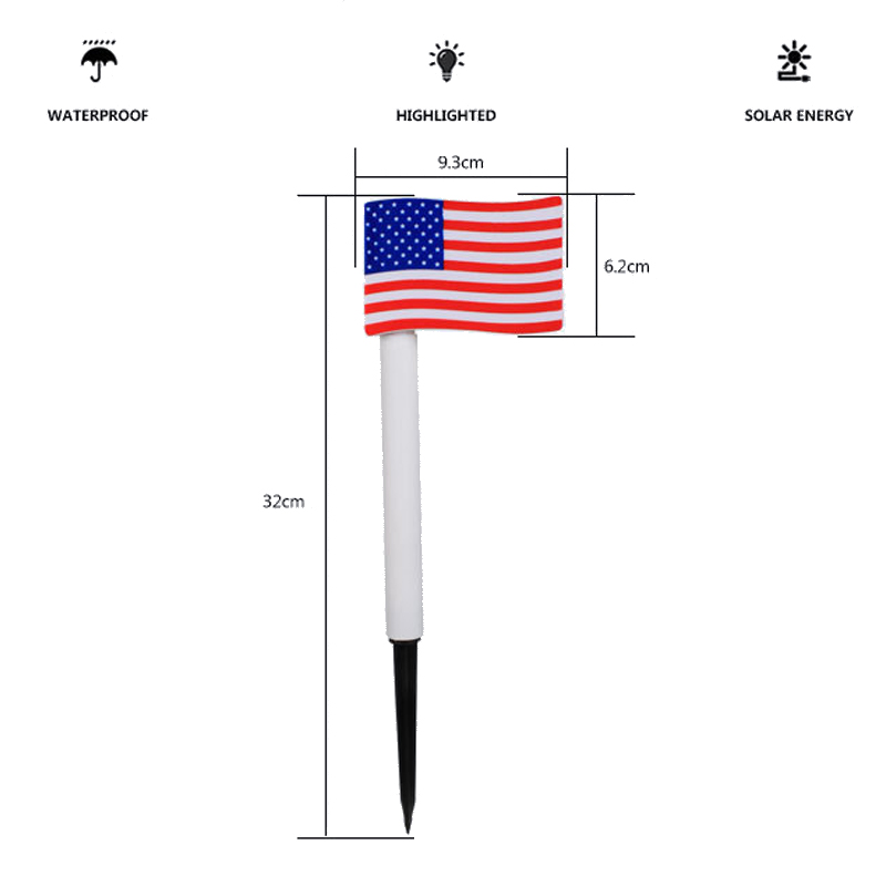 Ao ar livre à prova dwaterproof água de alta qualidade solar led tomada à terra lâmpada paisagem solar bandeira americana luz