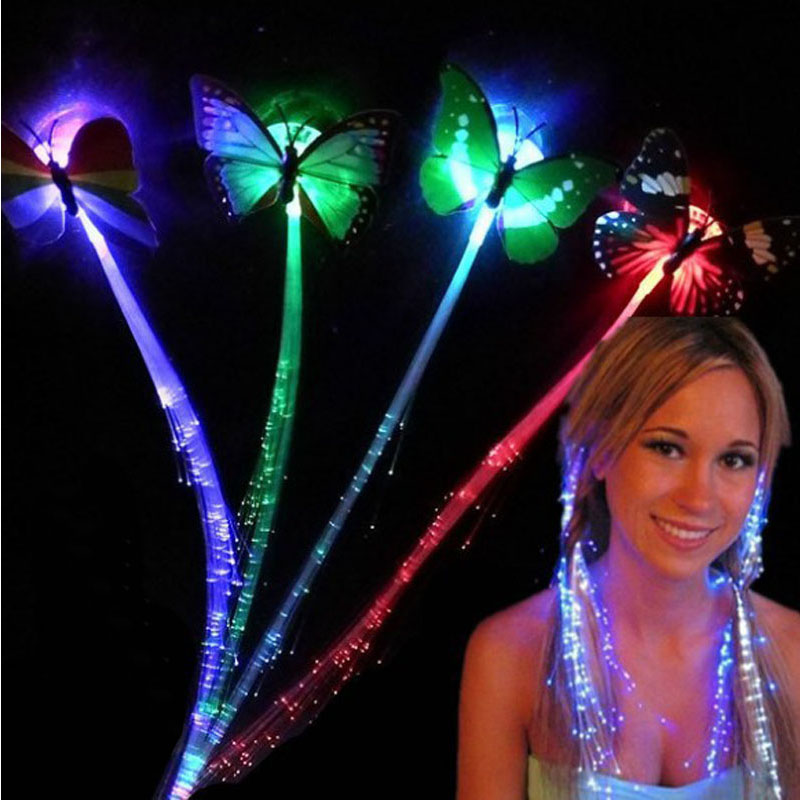 Trança de cabelo LED de fibra óptica piscando com luz para lembrancinhas de festa