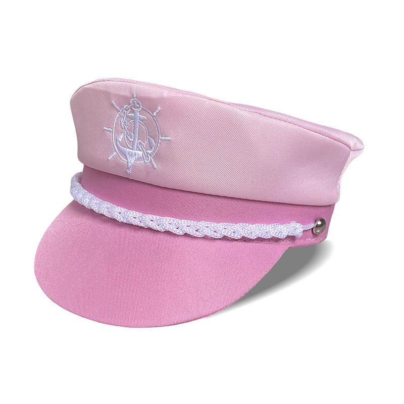 Chapéu de capitão de barco elegante rosa