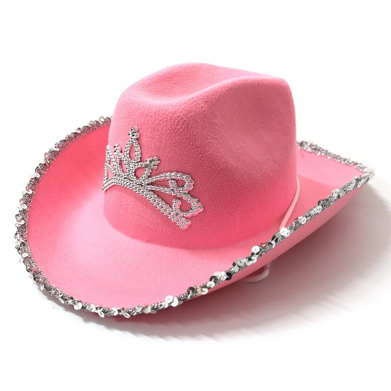 Chapéus de cowboy com protetor solar de pano branco rosa