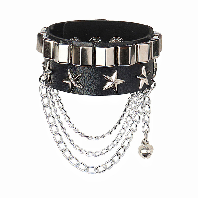 Pulseira de couro punk goth rock