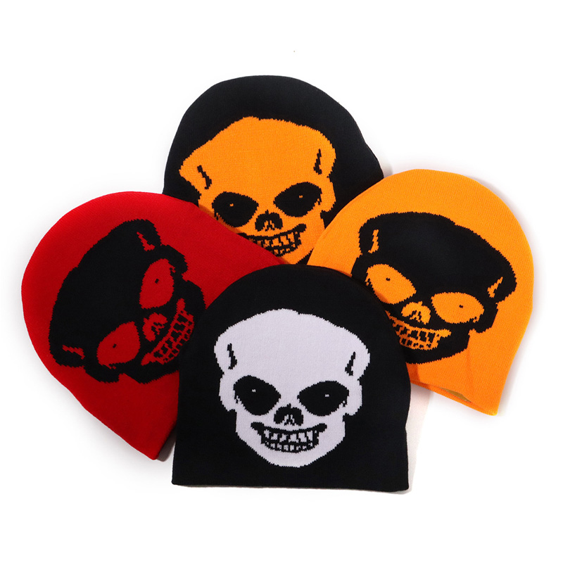 Crânio quente do Halloween Jacquard Knit Feanie Hat