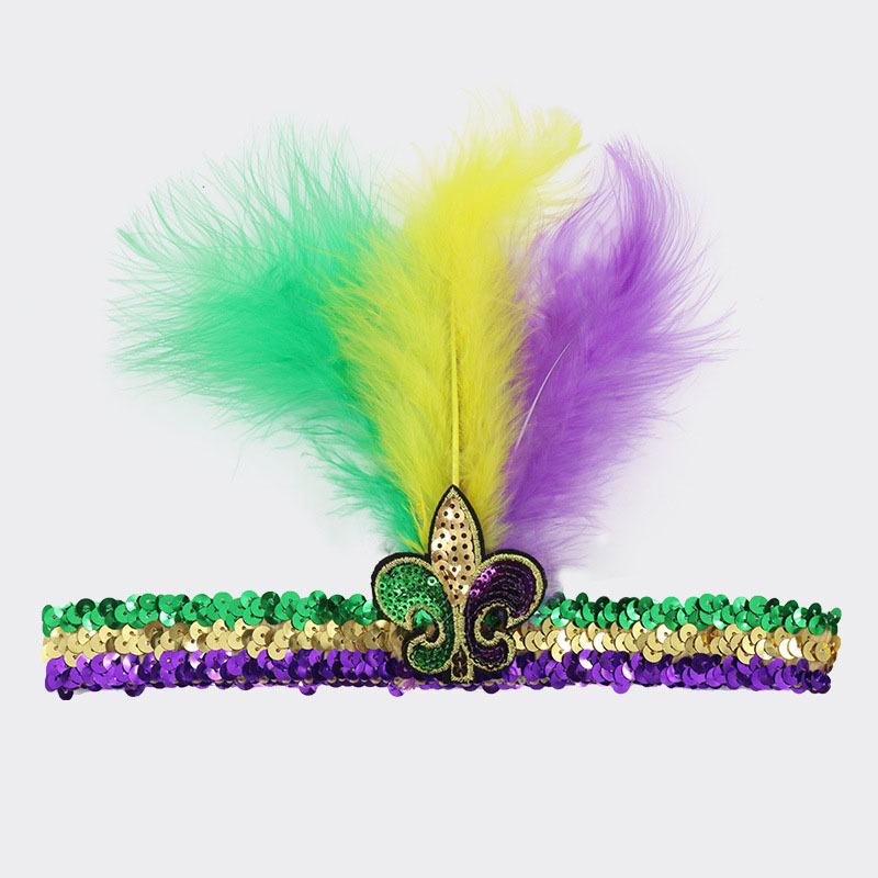 Faixa de cabelo de lantejoulas para festival de roupas de Mardi Gras